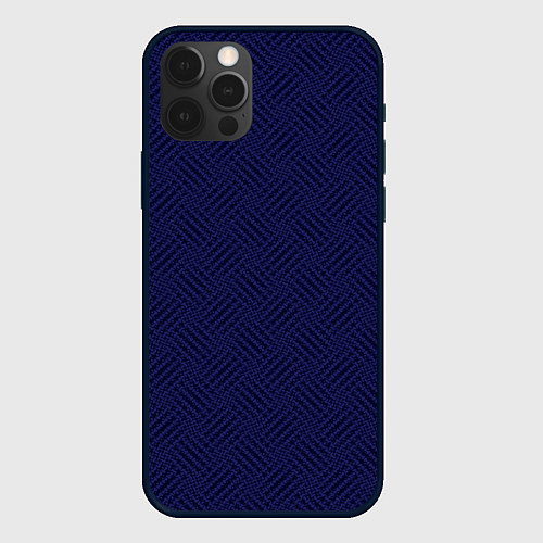 Чехол iPhone 12 Pro Тёмный синий однотонный текстура / 3D-Черный – фото 1