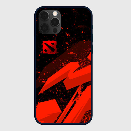 Чехол iPhone 12 Pro Dota 2 - красные брызги / 3D-Черный – фото 1