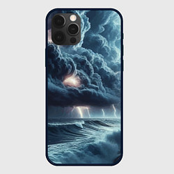 Чехол iPhone 12 Pro Шторм на море - сверкание молний