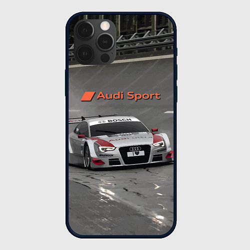 Чехол iPhone 12 Pro Автогонки на шорт-треке Audi sport racing team / 3D-Черный – фото 1