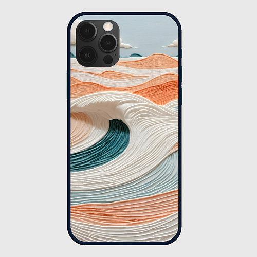 Чехол iPhone 12 Pro Персиковые волны / 3D-Черный – фото 1