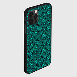 Чехол для iPhone 12 Pro Текстурированный с узором чёрно-бирюзовый, цвет: 3D-черный — фото 2
