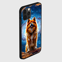 Чехол для iPhone 12 Pro Финский лаппхунд в космосе, цвет: 3D-черный — фото 2