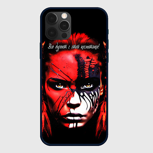 Чехол iPhone 12 Pro Все дуреют с этой косметики / 3D-Черный – фото 1