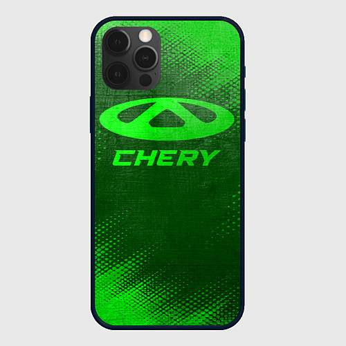 Чехол iPhone 12 Pro Chery - green gradient / 3D-Черный – фото 1
