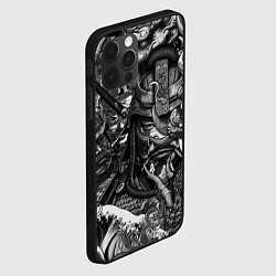 Чехол для iPhone 12 Pro Самурай и дракон в стиле татуировки ирезуми, цвет: 3D-черный — фото 2