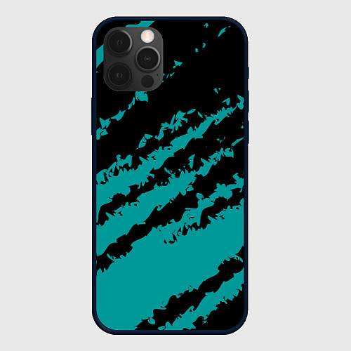 Чехол iPhone 12 Pro The color is black and light blue / 3D-Черный – фото 1