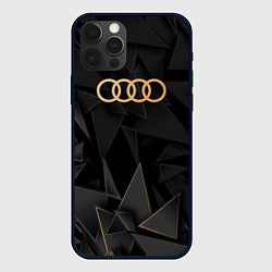 Чехол для iPhone 12 Pro Audi golden poly, цвет: 3D-черный