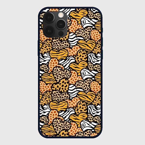 Чехол iPhone 12 Pro Африканские сердца / 3D-Черный – фото 1