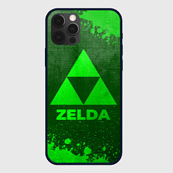 Чехол для iPhone 12 Pro Zelda - green gradient, цвет: 3D-черный