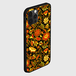 Чехол для iPhone 12 Pro Цветочный золотой узор, цвет: 3D-черный — фото 2