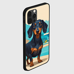 Чехол для iPhone 12 Pro Такса и пальма, цвет: 3D-черный — фото 2