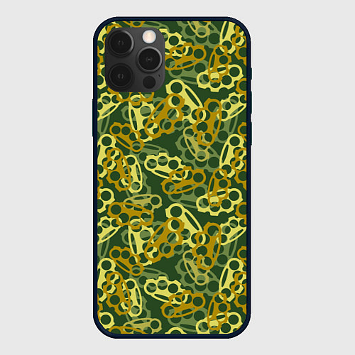 Чехол iPhone 12 Pro Зелёные кастеты / 3D-Черный – фото 1