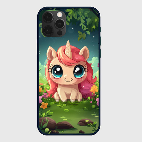 Чехол iPhone 12 Pro Рыжая единорожка / 3D-Черный – фото 1