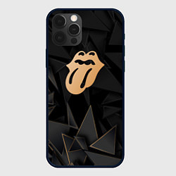 Чехол для iPhone 12 Pro Rolling Stones golden poly, цвет: 3D-черный