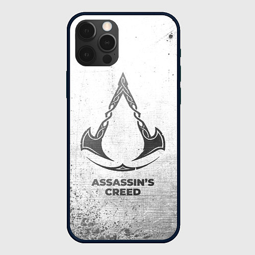 Чехол iPhone 12 Pro Assassins Creed - white gradient / 3D-Черный – фото 1