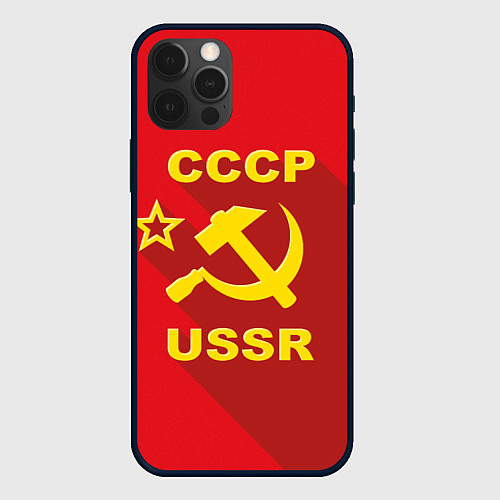 Чехол iPhone 12 Pro СССР серп и молот / 3D-Черный – фото 1
