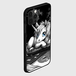 Чехол для iPhone 12 Pro Белый единорог с голубыми глазами, цвет: 3D-черный — фото 2