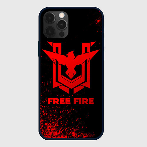 Чехол iPhone 12 Pro Free Fire - red gradient / 3D-Черный – фото 1