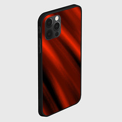Чехол для iPhone 12 Pro Красно-оранжевый полосы текстурные с затемнением, цвет: 3D-черный — фото 2