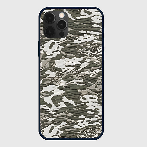 Чехол iPhone 12 Pro Фактурный камуфляж / 3D-Черный – фото 1