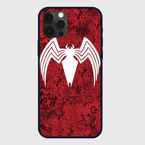 Чехол iPhone 12 Pro Знак венома на красном / 3D-Черный – фото 1