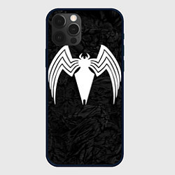 Чехол iPhone 12 Pro Знак венома с текстурой симбиота
