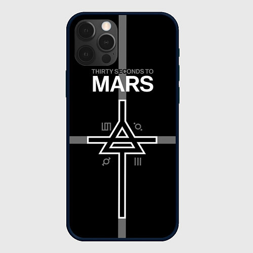 Чехол iPhone 12 Pro 30 Seconds to Mars - poster / 3D-Черный – фото 1