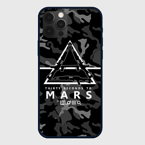 Чехол iPhone 12 Pro 30 Seconds to Mars - poster / 3D-Черный – фото 1