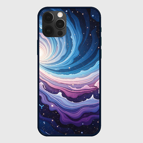 Чехол iPhone 12 Pro Космическая волна / 3D-Черный – фото 1