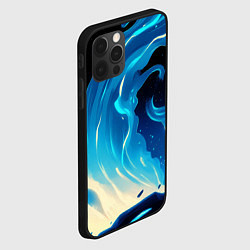 Чехол для iPhone 12 Pro Бело-синее пламя из абстрактных красок, цвет: 3D-черный — фото 2