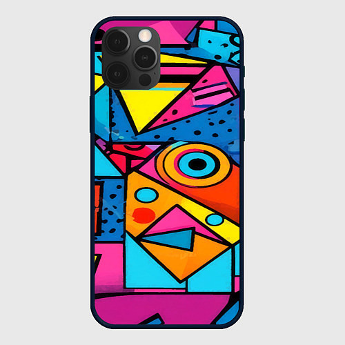 Чехол iPhone 12 Pro Кислая геометрия / 3D-Черный – фото 1