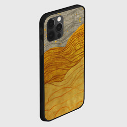 Чехол для iPhone 12 Pro Золотые волны на сером текстура, цвет: 3D-черный — фото 2