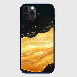 Чехол iPhone 12 Pro Золотистая материя на черном фоне