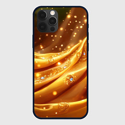 Чехол iPhone 12 Pro Золотая ткань с блестками
