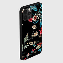 Чехол для iPhone 12 Pro Цветы старинный узор, цвет: 3D-черный — фото 2