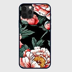 Чехол iPhone 12 Pro Пионы винтажный узор