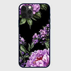 Чехол iPhone 12 Pro Пионы и лаванда винтажный узор