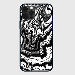 Чехол iPhone 12 Pro Закрученные волны - чб абстракция