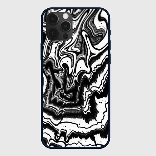 Чехол iPhone 12 Pro Закрученные волны - чб абстракция / 3D-Черный – фото 1