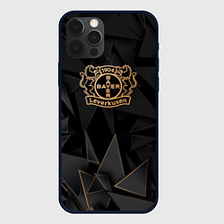 Чехол для iPhone 12 Pro Bayer 04 golden poly, цвет: 3D-черный