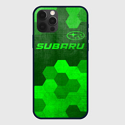 Чехол для iPhone 12 Pro Subaru - green gradient посередине, цвет: 3D-черный