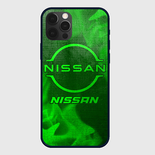 Чехол iPhone 12 Pro Nissan - green gradient / 3D-Черный – фото 1