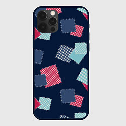 Чехол для iPhone 12 Pro Заплатки из ткани - оригинальный паттерн, цвет: 3D-черный