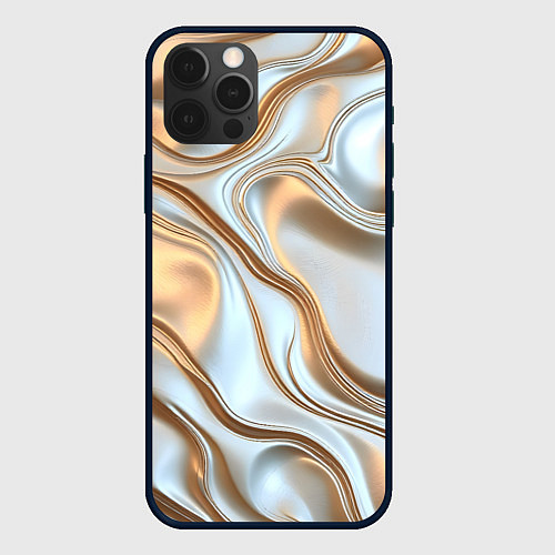 Чехол iPhone 12 Pro Жидкое белое золото / 3D-Черный – фото 1