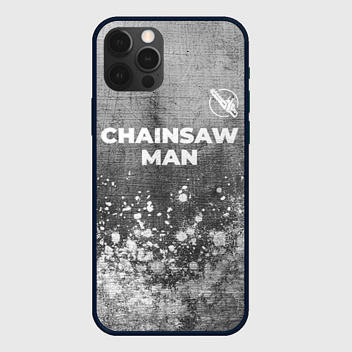 Чехол iPhone 12 Pro Chainsaw Man - grey gradient посередине / 3D-Черный – фото 1