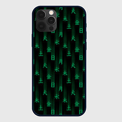 Чехол iPhone 12 Pro Паттерн с днями недели зелеными иероглифами