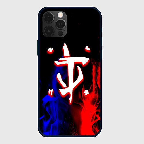 Чехол iPhone 12 Pro Doom flame neon / 3D-Черный – фото 1