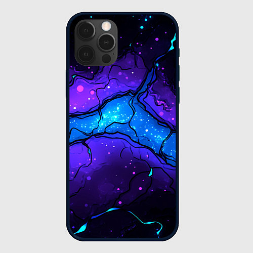 Чехол iPhone 12 Pro Синяя звездная полоса в плите текстура / 3D-Черный – фото 1