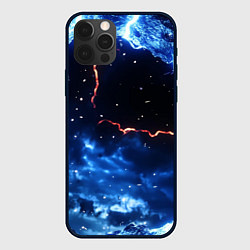 Чехол для iPhone 12 Pro Звезды и молнии в разломе плит, цвет: 3D-черный